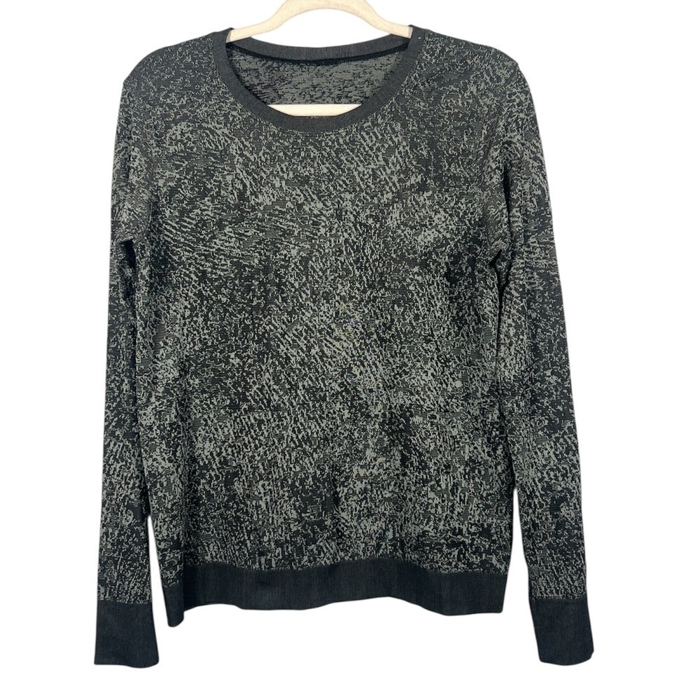 Lululemon Swiftly Breathe Long Sleeve Floral Fauna Black / Rhino Grey Size 8